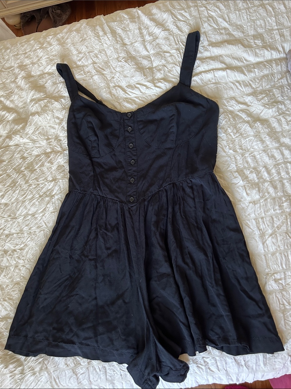 wild fable Black Button-Front Sleeveless romper